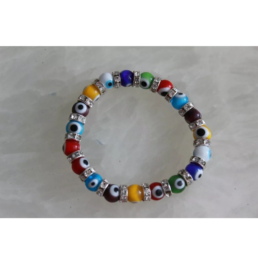 Multi Color Bead Evil Eye Bracelet
